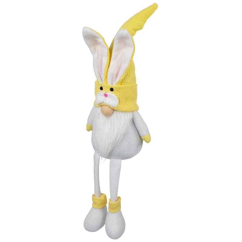 Sitting Bunny Gnome Easter Figurine - 20" - Yellow