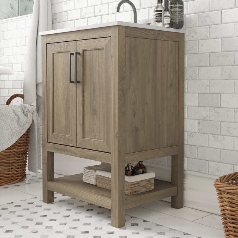 Bathroom Vanity with Undermount Sink and Open Storage Shelf