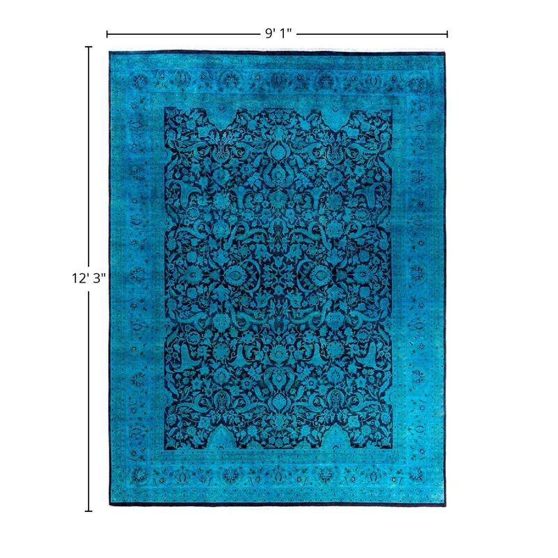 Fine Vibrance One-of-a-Kind Hand-Knotted Area Rug - Blue, 9' 1" x 12' 3" - 9' 1" x 12' 3"