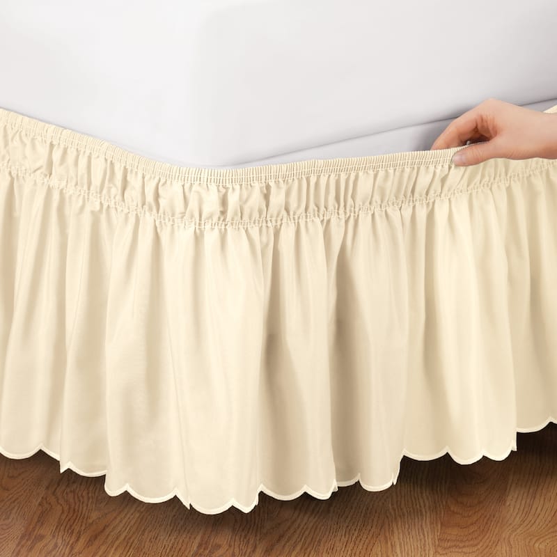 Scalloped Wrap Ruffle Bedskirt - Ivory - Queen/King