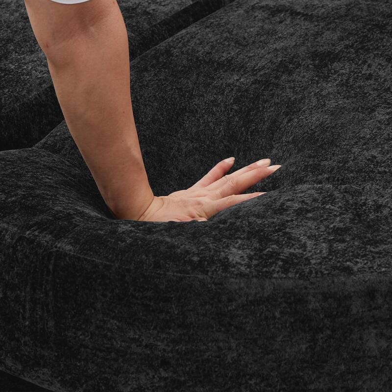 Roomfitters Curved Chaise Lounge Sofa 80" Upholstered Sofa Bed with Cup Holders, Modern Oversized Comfy Couch for Living Room