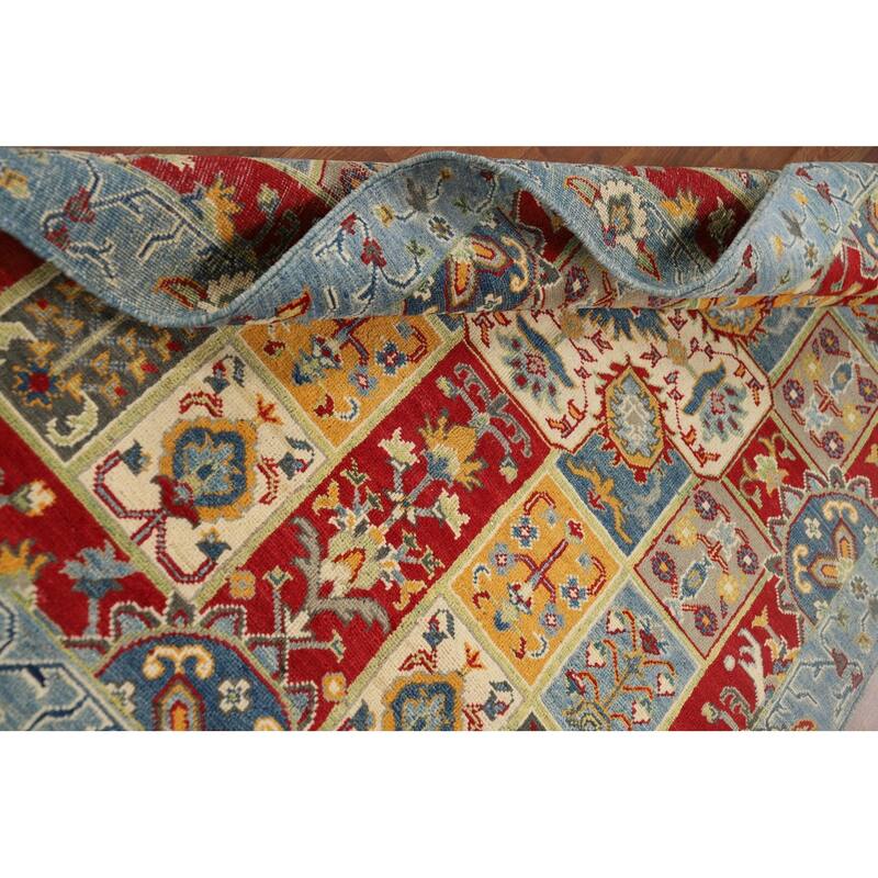 Garden Design Kazak Accent Rug Hand-Knotted Blue Wool Carpet - 4'0" x 5'10"