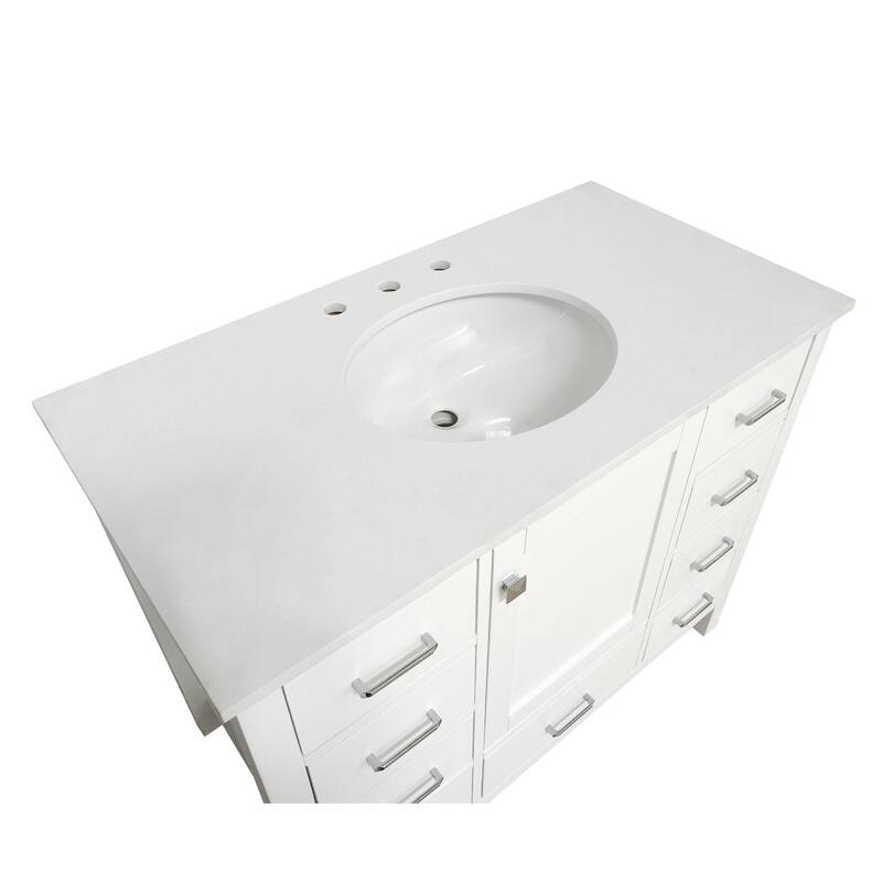 KitchenBathCollection Horizon 42" Bathroom Vanity with Engineered White Top