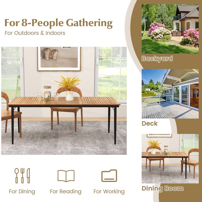Costway 79" Outdoor Dining Table for 8 Acacia Wood Patio Table with - See Details