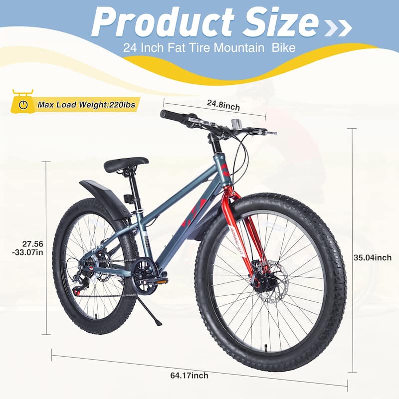 24 Inch Bicycles Fat Tire Mountain Bike