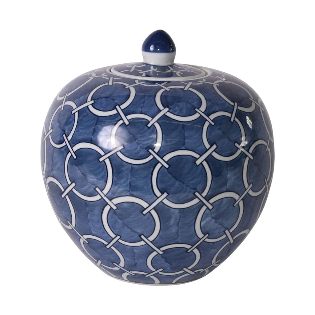 Indigo Blue Circle Melon Jar - 11x11x11