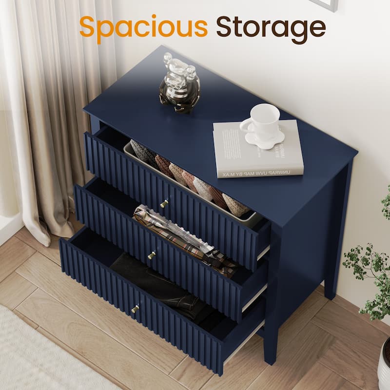 Fluted 3 Drawer Dresser