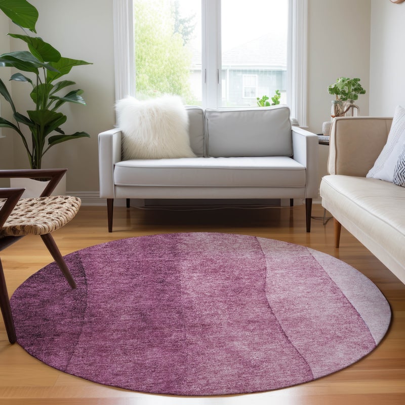 Machine Washable Indoor/ Outdoor Chantille Contemporary Ombre Rug - Merlot - 8' x 8'
