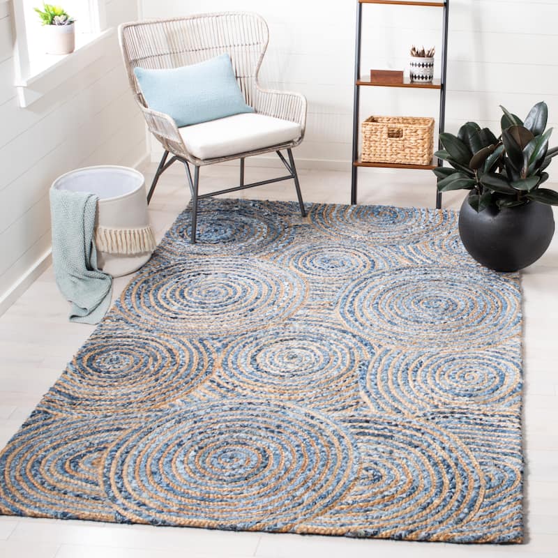 SAFAVIEH Handmade Cape Cod Vala Coastal Jute Rug - 3' x 5' - Natural/Denim
