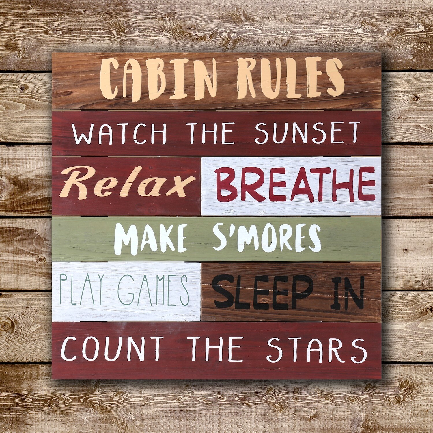 Shop Dennis East Cabin Rules Sign Plank Style Rustic Wooden Wall