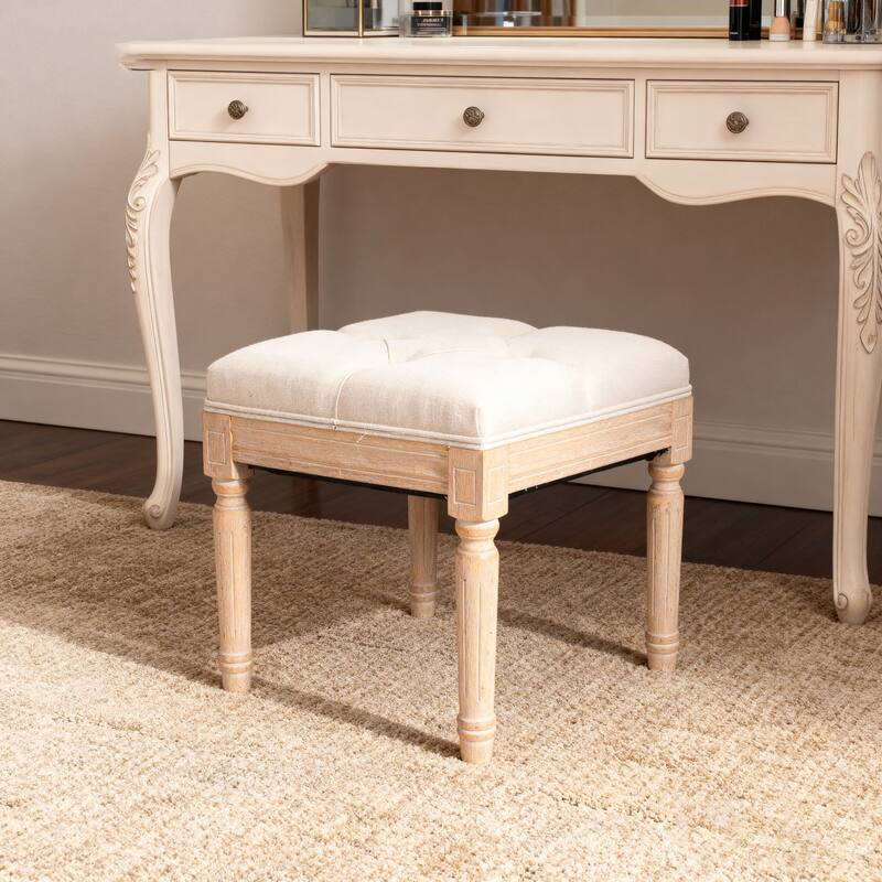 Small Padded Bench Square Upholstered Rustic Ottoman Bench Vanity Stools for Bedroom