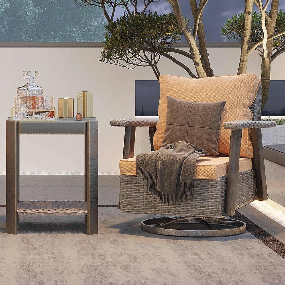 Cozywor Wicker Patio Rocking Chair Swivel Lounge Chair