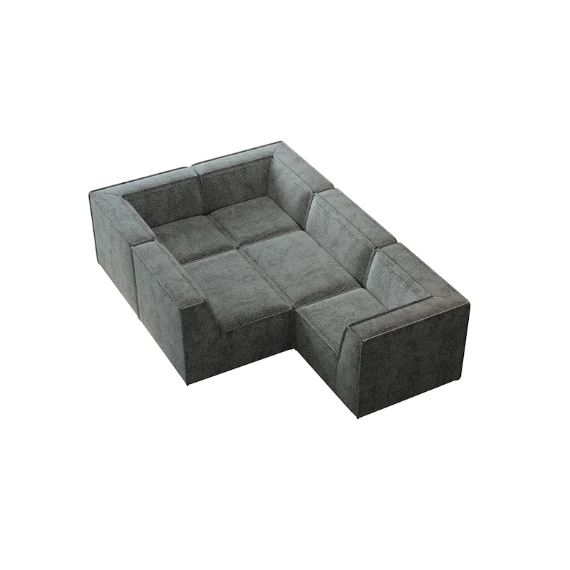 106"x106" Chenille Modular L-Shaped Sectional Sofa with 5-Piece Free Combination, Foam-Filled Cushions & No-Assembly Design