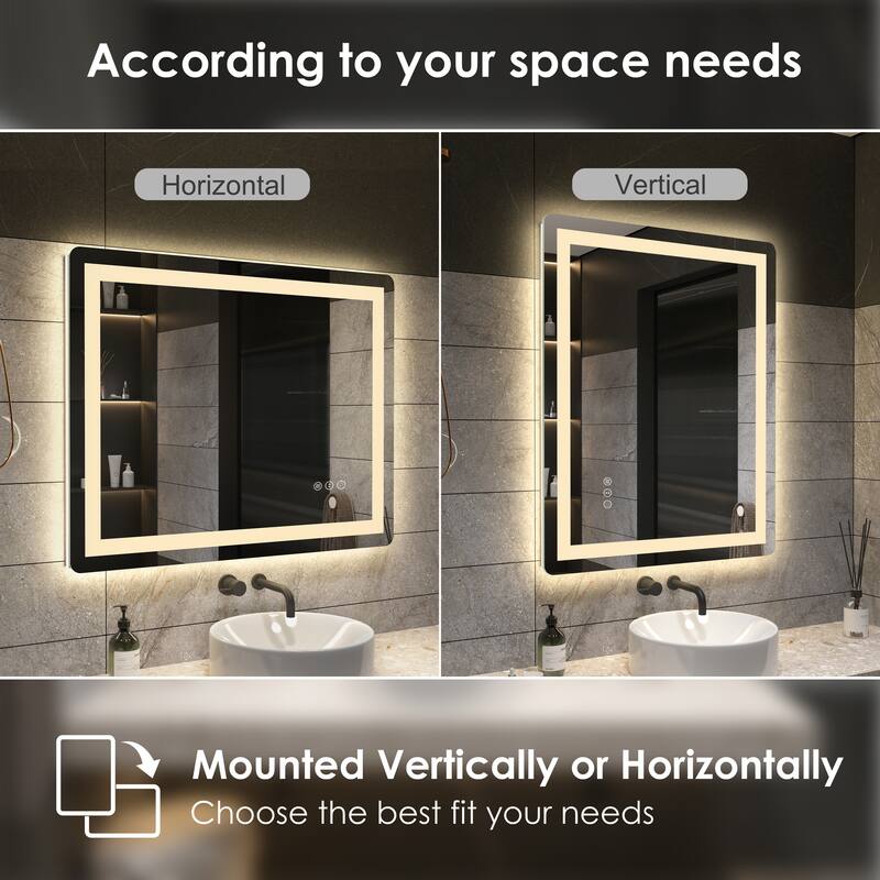 QuivaraView Frameless Front and Back LED lighted Vanity Mirror