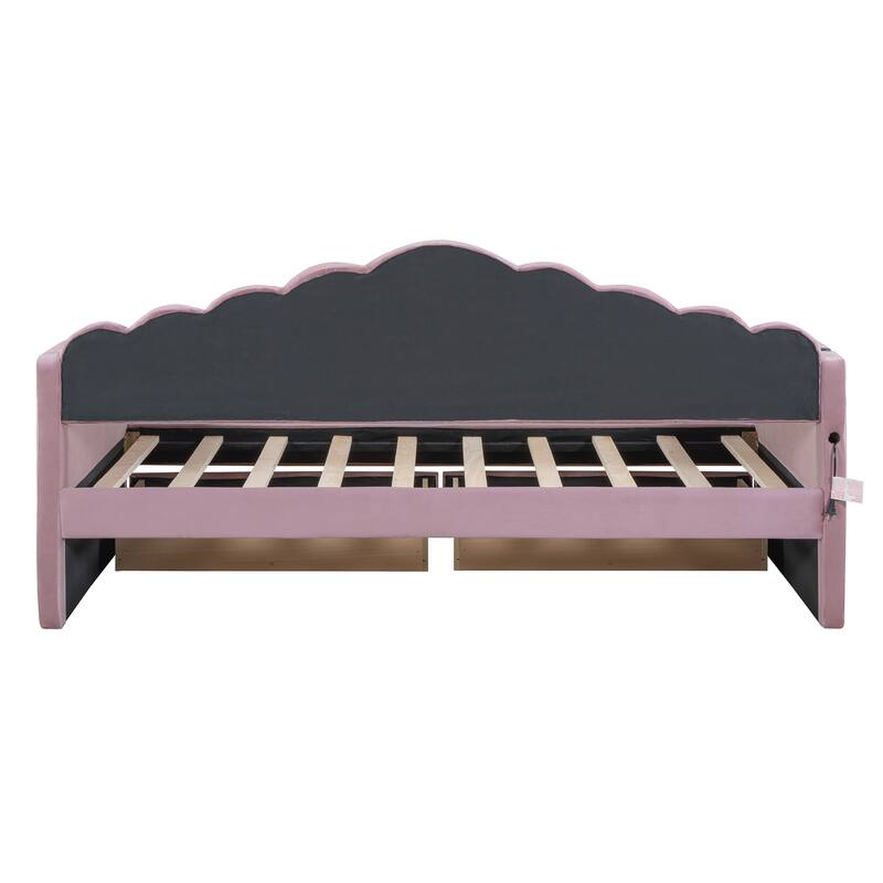 Twin size Upholstered Daybed with 2 Drawers