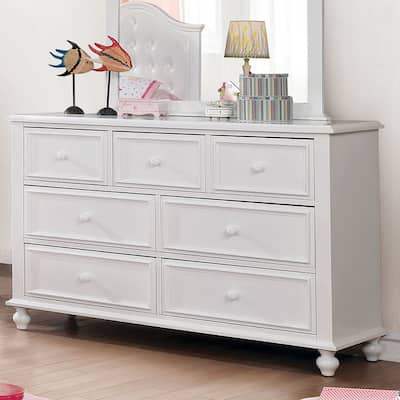 Dole Traditional White 56-inch Wide 7-Drawer Wood Dresser by Furniture of America