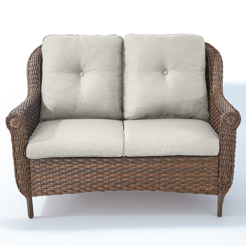Loveseat Outdoor Patio Sofa Couch Brown - Beige