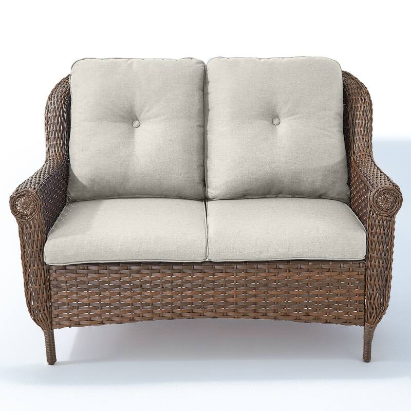 Pocassy Wicker Patio Conversation Set for Backyard