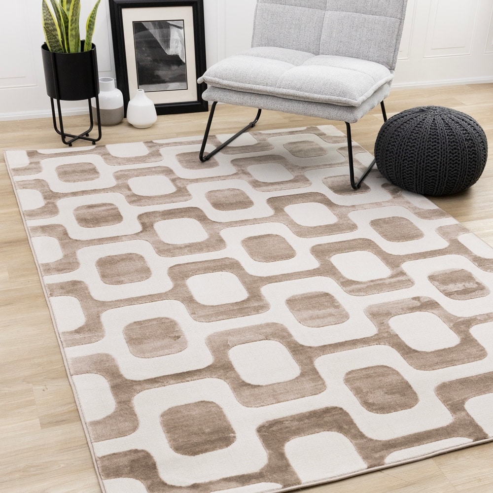 Leonardo Brown Cream Vintage Patterned Area Rug