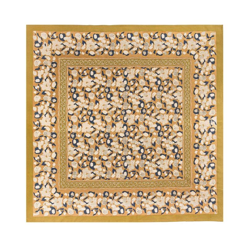 Couleur Nature Forest Harvest Tablecloth - Mustard/Blue - 59" x 59"