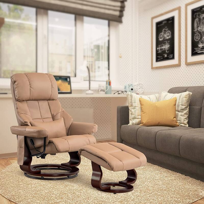MCombo Recliner Chair with Ottoman Vibration Massag Faux Leather 9068