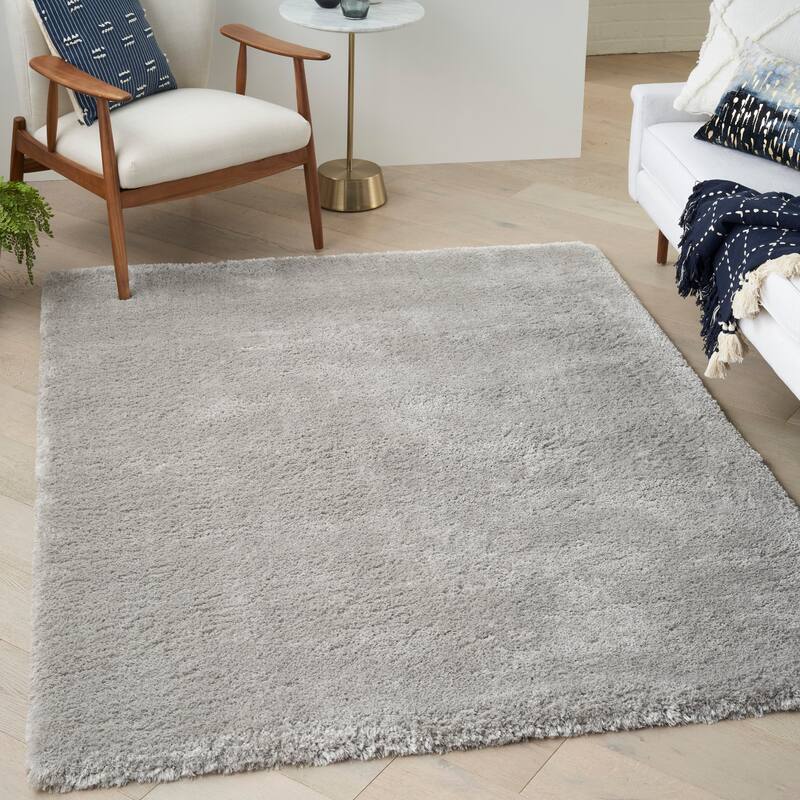 Nourison Luxurious Shag Ultra-plush Pile Glam Solid Area Rug - 6' 7" x 9' 2" - Silver
