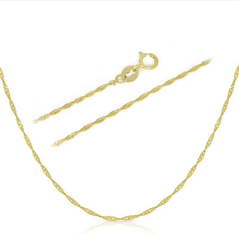14k Yellow Gold Singapore Chain Necklace 1.0mm 16"-24"