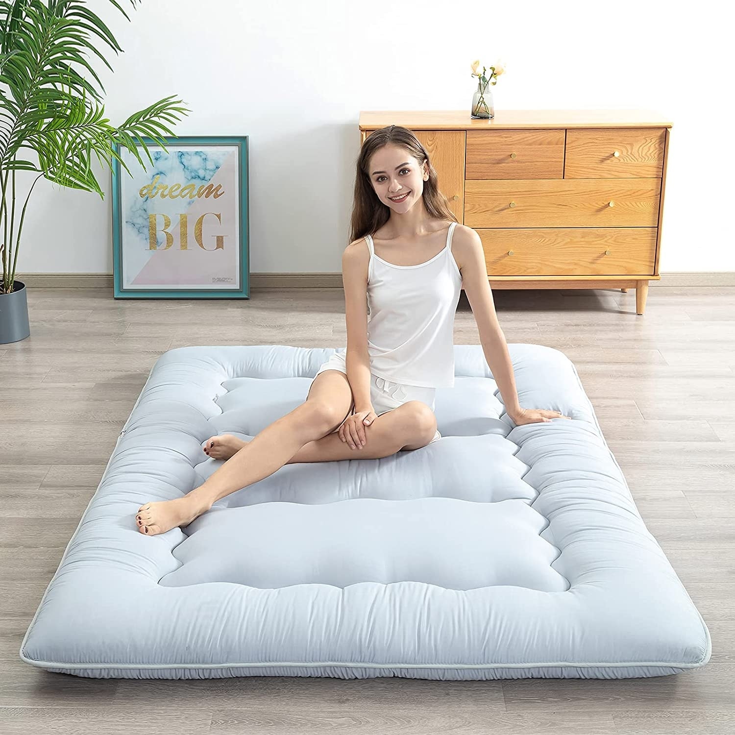 Removable Futon Mattress Cover Bedspread Coverlet for Tatami Floor Mat 