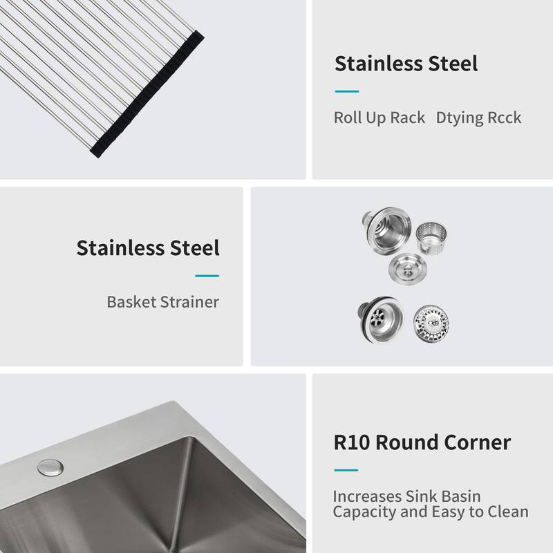 Double Bowl (50/50) Drop in Kitchen Sink 16 Gauge with Two 10" Deep Basin