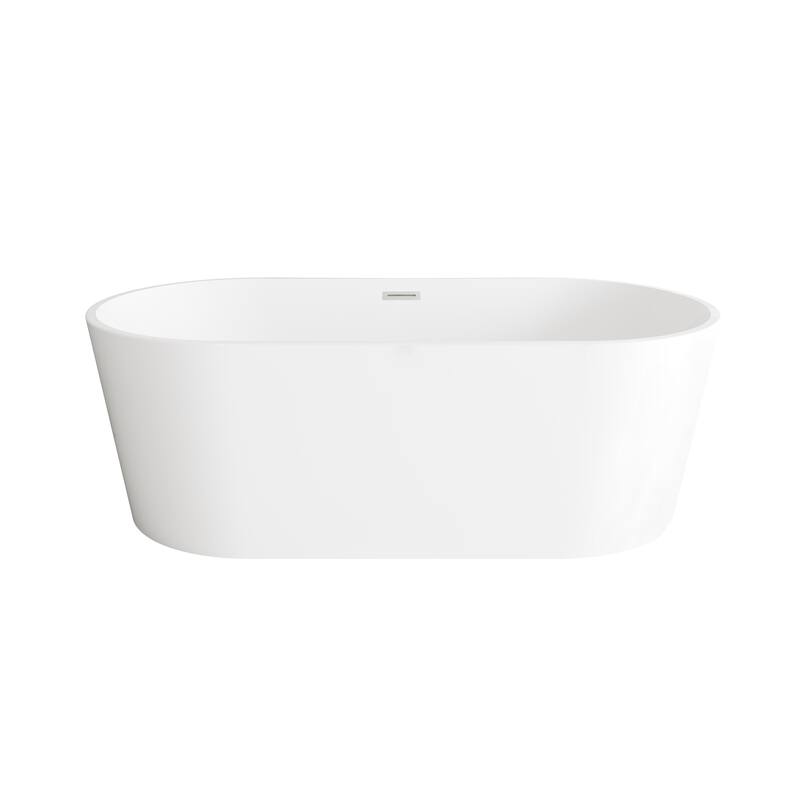 Melisande Bathtub in Glossy White - Glossy White with Brushed Nickel Trim - 67"