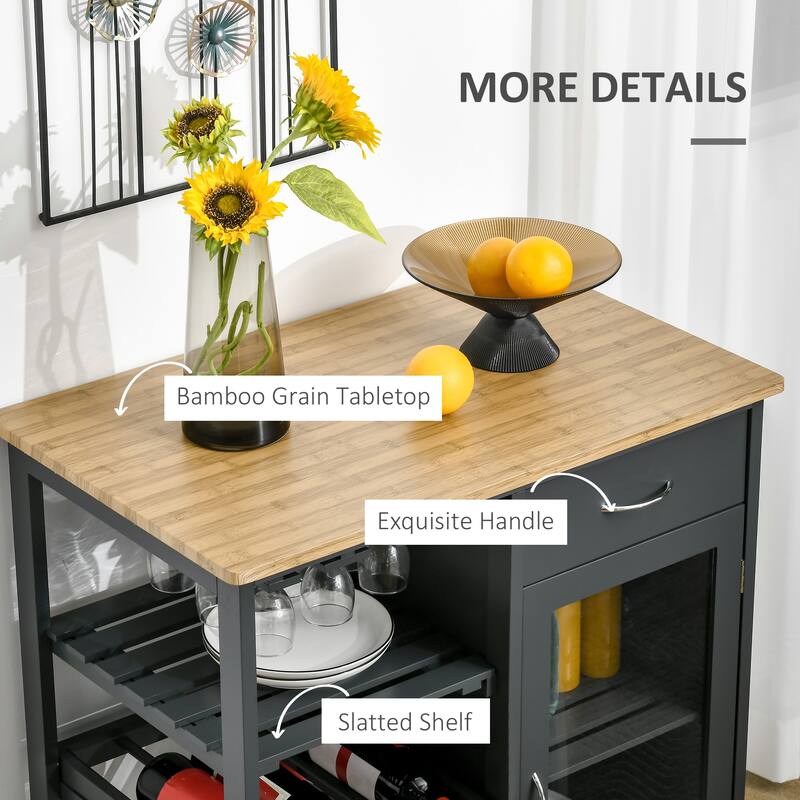 HOMCOM Utility Kitchen Cart, Rolling Kitchen Island Storage Trolley