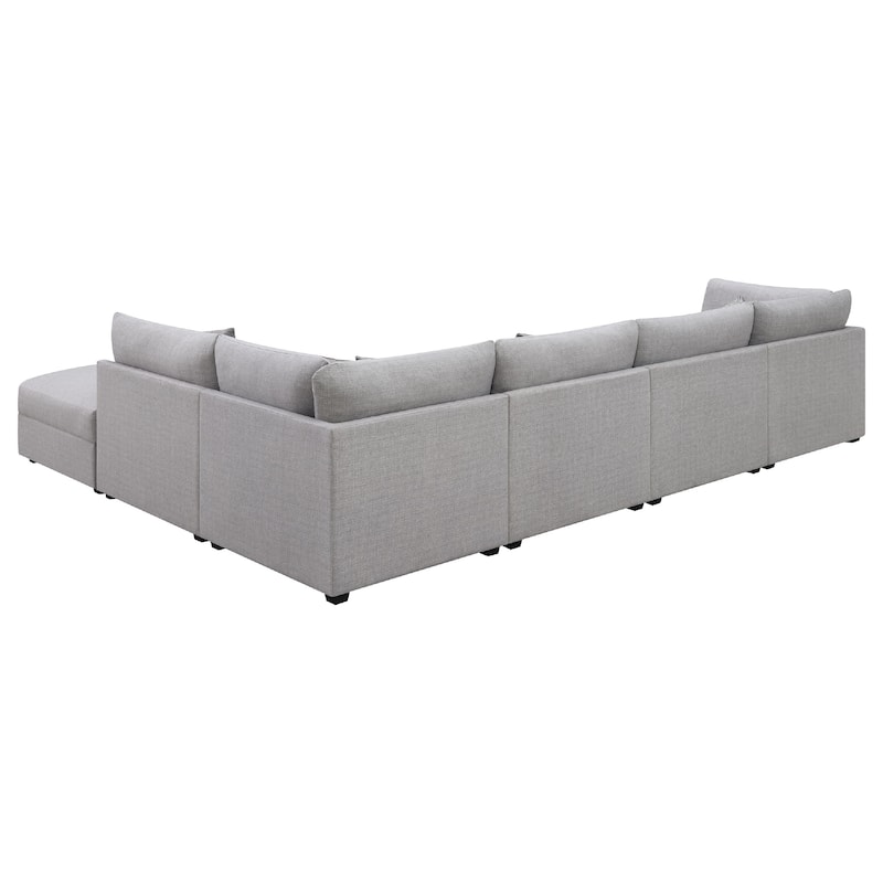 Cambia 6 Piece Modular Sectional Sofa with Ottoman, 10 Pillows, Gray