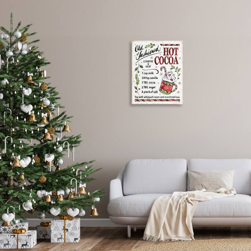 Stupell Old Fashioned Hot Cocoa Holiday Cooking Instructions Canvas Wall Art - Red