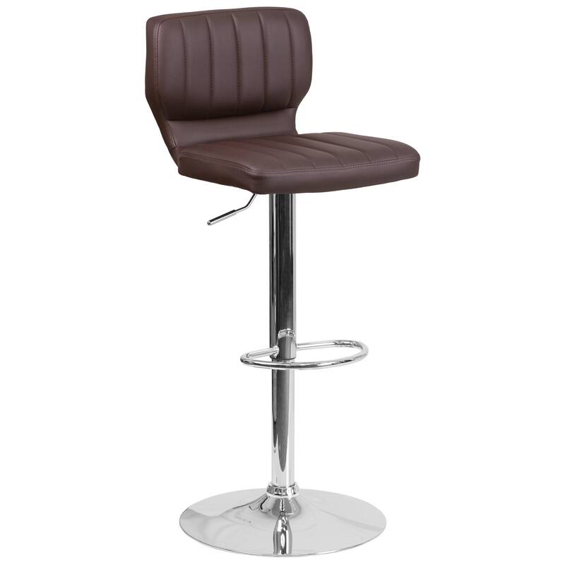 Contemporary Chrome Adjustable Bar Stool - 16.5"W x 19"D x 34.5" - 43"H