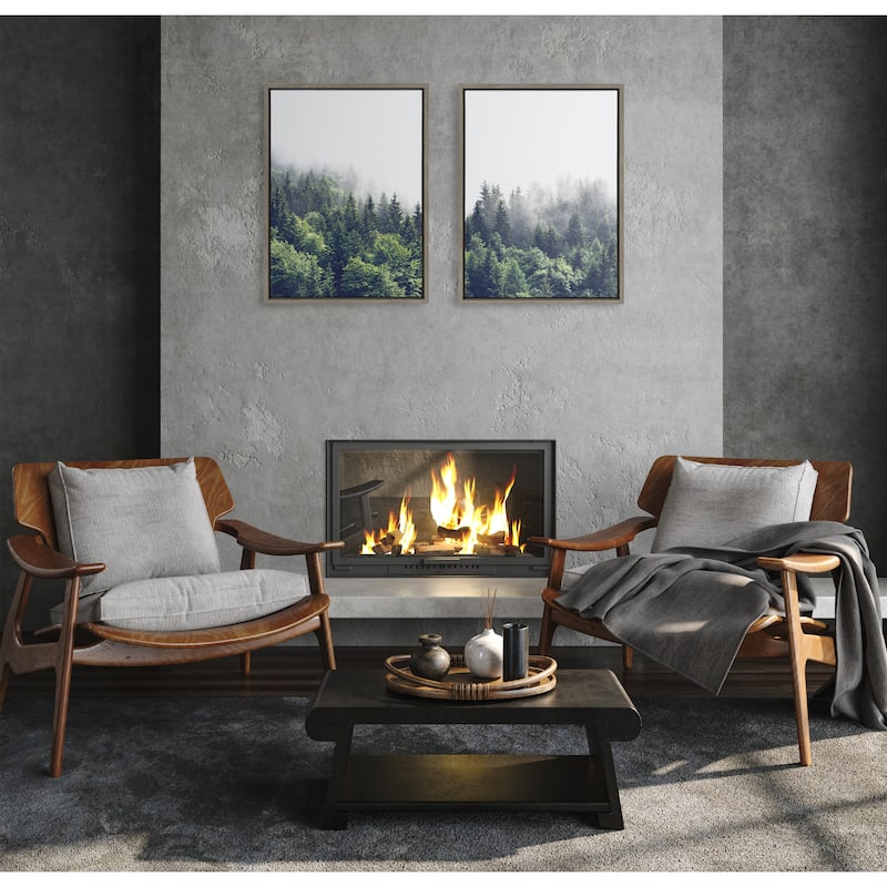 Kate and Laurel Sylvie Foggy Canvas Set by The Creative Bunch Studio