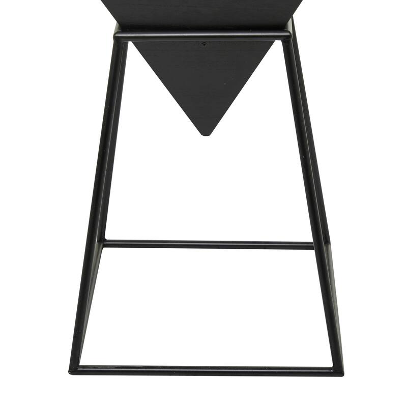 Minimalist Wood Inverted Pyramid Geometric Accent Table with Metal Stand - White or Black