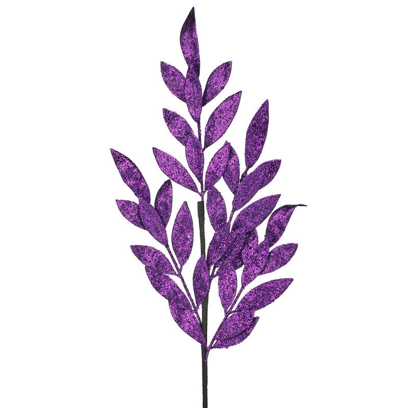 30" Glitter Laurel Leaf Spray