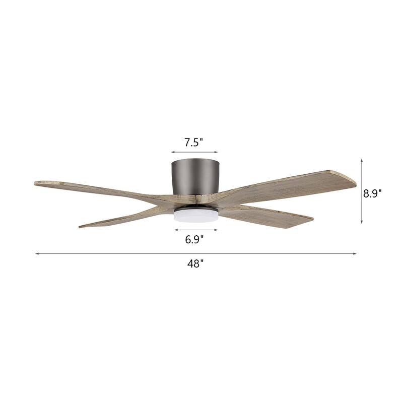 MLiAN 48" DC Flush Mount Ceiling Fan with Light Kit and Remote Control