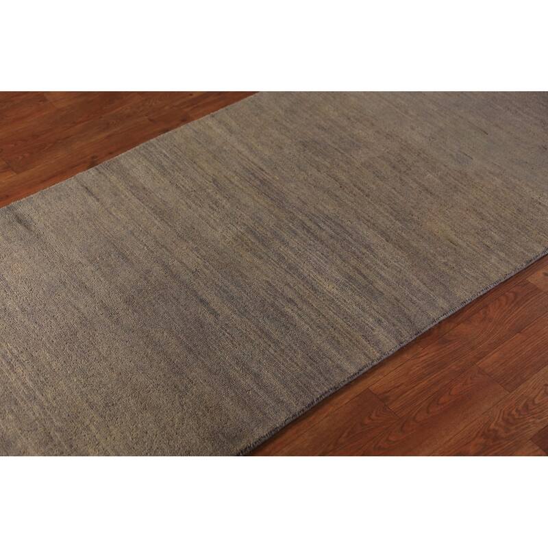 Brown & Gray Modern Gabbeh Runner Rug Handmade Wool Carpet - 2'10" x 9'6"