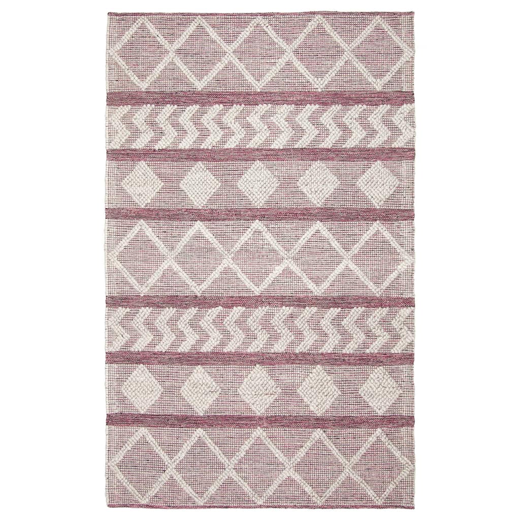 ECARPETGALLERY Braid weave Sienna Pink Wool Rug - 5'1 x 8'1