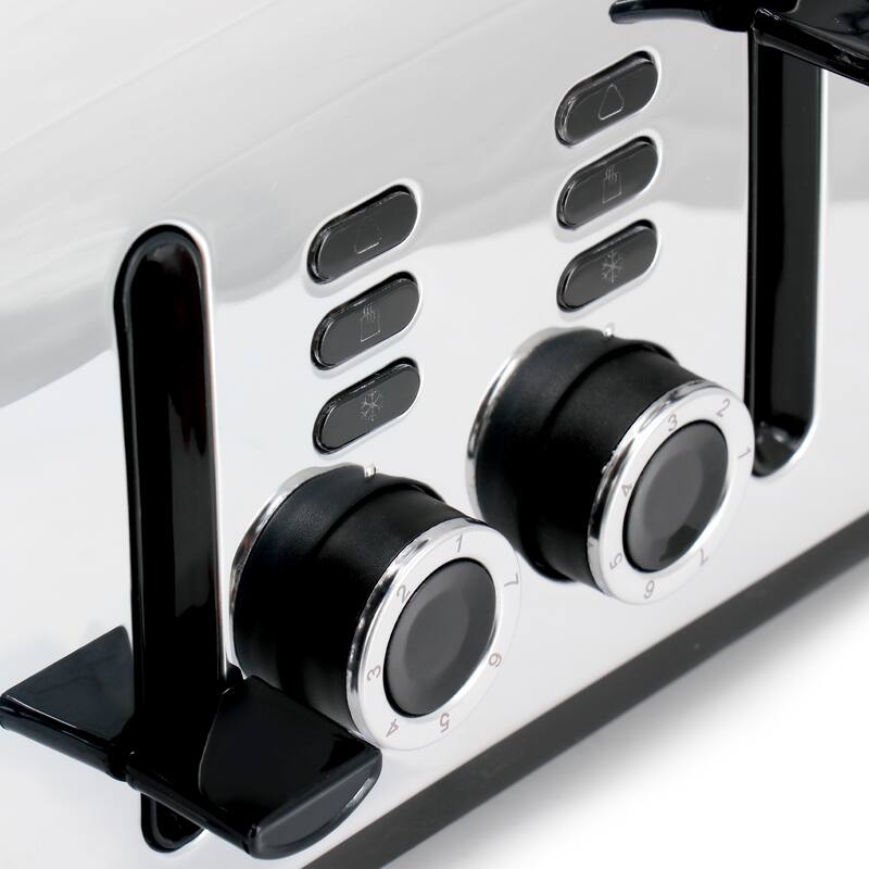 Carlow Wide Slot 4-Slice 1400W Stainless Steel Toaster in Black