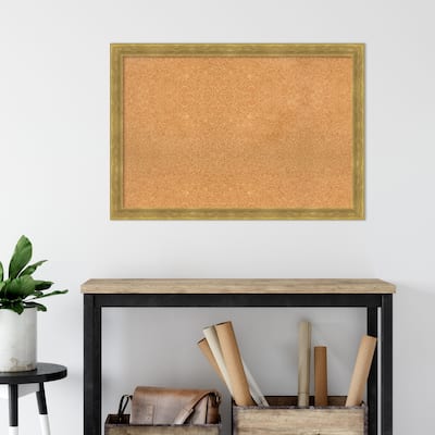 Angled Gold Wood Framed Natural Corkboard Bulletin Board, Organization Board, Pin Board