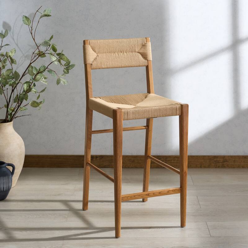 SAFAVIEH Couture Cody Rattan Counter Stool - 17"W x 20"D x 39"H