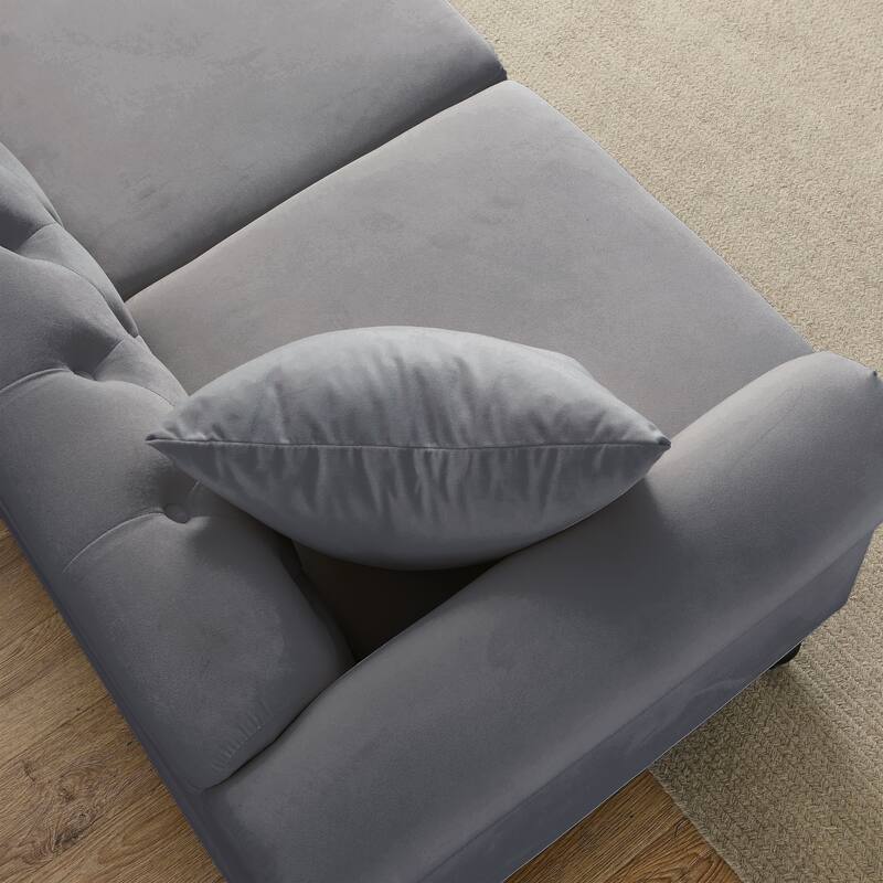 79" Velvet Chesterfield Sofa, 3-Seater Tufted Couch with Rolled Arms and Nailhead Trim for Living Room or Office