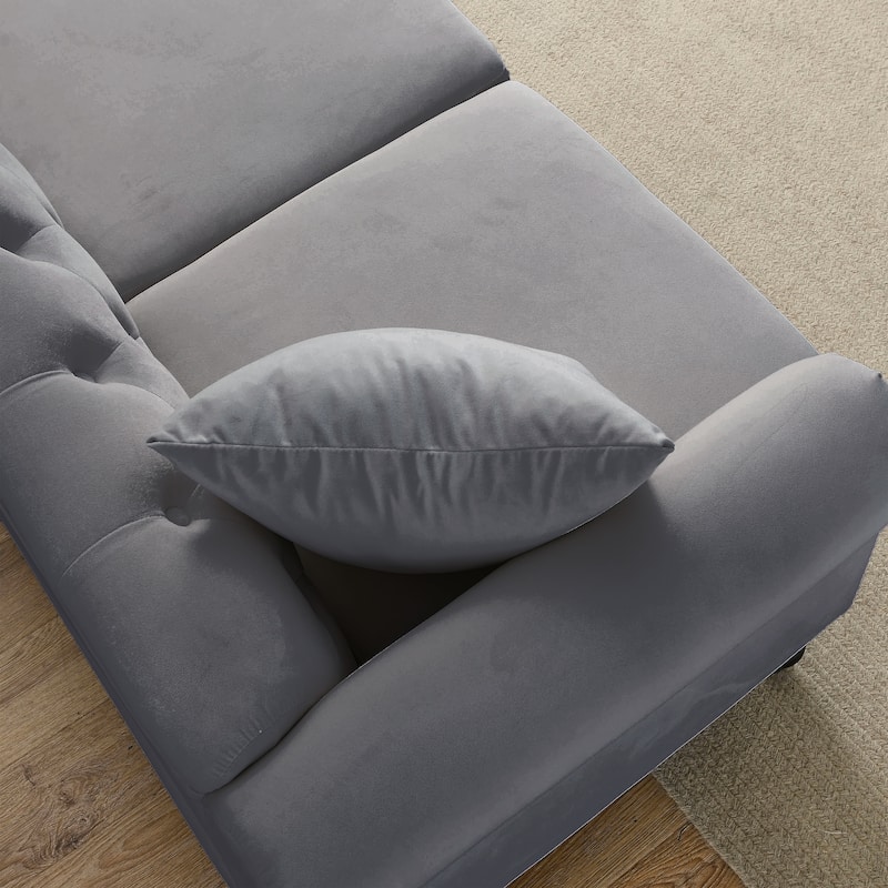 Classic 3-Seater Chesterfield Sofa with Velvet Upholstery and Solid Wood Frame