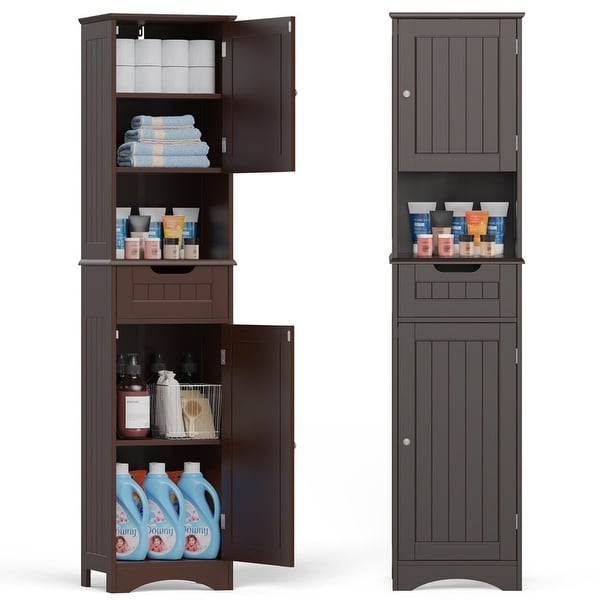 Tall Bathroom Corner Cabinet, Freestanding Storage Cabinet with Doors and  Adjustable Shelves - Bed Bath & Beyond - 37925886