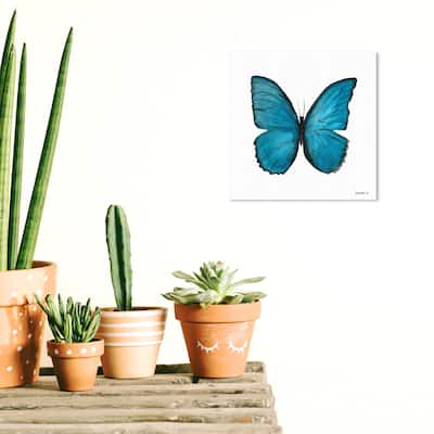 Wynwood Studio Canvas Animals Blue Butterfly Blue and Turquoise Rustic Wall Art Canvas Print