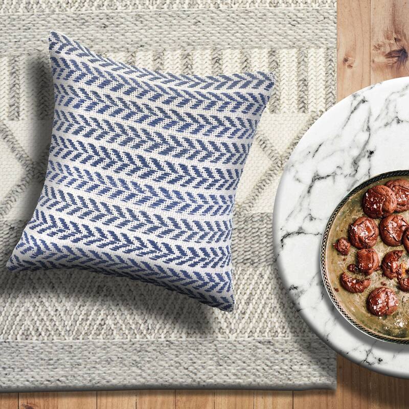 18" Indigo Blue and White Breaking Day Square Throw Pillow