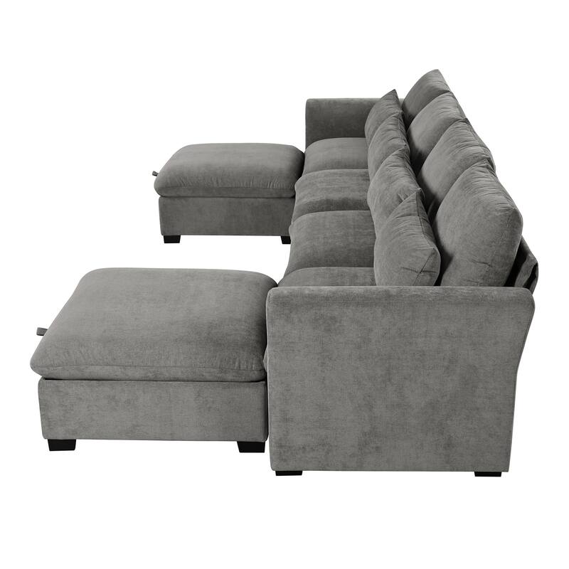U-Shaped Freely Transformable Modular Corner Sofa With Two Ottomans,Suitable For Living Rooms, Studies,Home Theaters,And More