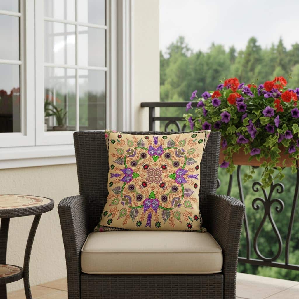 HomeRoots 20" x 20" Green Blown Seam Floral Indoor Outdoor Throw Pillow - 20.00' X '5.00' X '20.00